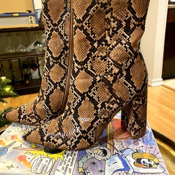 Snakeprint Siren-3 Pointy Toe Ankle Boot - Picture 3 of 5